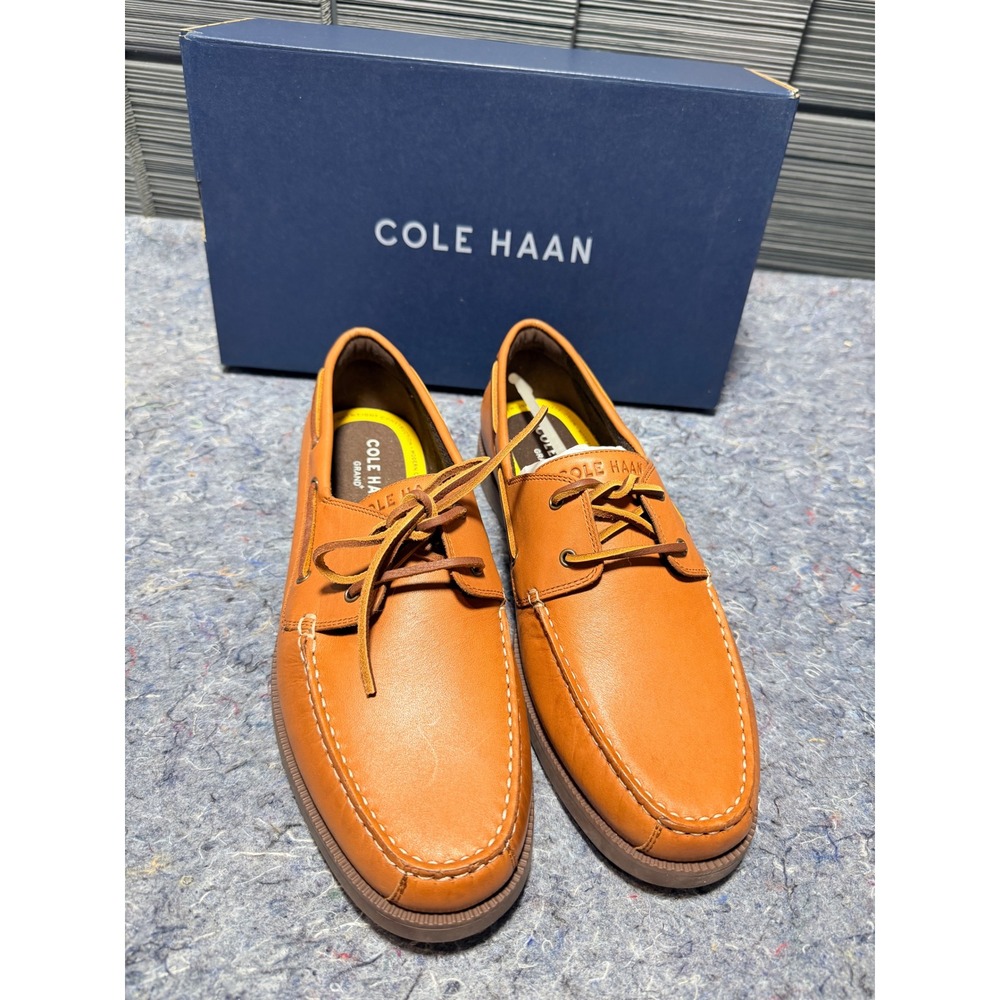 Cole Haan‎ G+ Bowside Boat Shoes Mens 9.5 Cognac Leather C42132 Loafers NEW